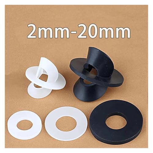 ZHGUIMING 10-100 Stück Schwarz/Weiß Silikonscheibe M2 M2.5 M2.7 M3M4M5M6M8M10M12M16M20 O-Ring Silikonkautschuk Flachscheibe Dichtungsring(Bianco,4x7x3mm(50pcs)) von PSDFJAD