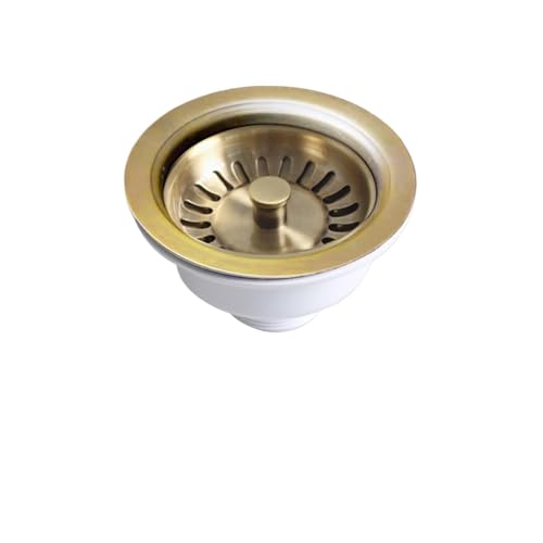 ZHGUIMING 114 mm Küchenspüle Abflusssieb Stecker Korb Filter Gold Antik Qualität 304SS Langlebig Küche Kit Becken Ersatz(Antique gold) von PSDFJAD