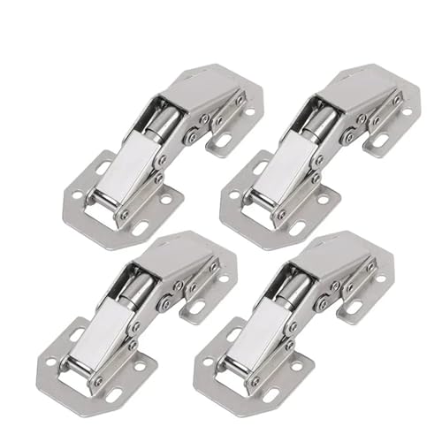 ZHGUIMING 12–2 Stück Edelstahl-Schrankscharniere, 90 Grad, ohne Bohren, Schranktür-Pufferscharniere, Möbel-Schrank-Hardware-Kits(4PCS) von PSDFJAD