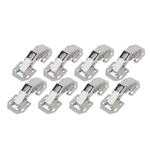 ZHGUIMING 12–2 Stück Edelstahl-Schrankscharniere, 90 Grad, ohne Bohren, Schranktür-Pufferscharniere, Möbel-Schrank-Hardware-Kits(8PCS) von PSDFJAD