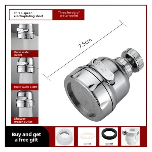 ZHGUIMING 2/3 Modi Universal-Küchenhahn-Adapter 360-Grad-Drehung Wasserhahn-Filter-Extender Küchenhelfer Spray Wassersparende Wasserhahndüse(Faucet tap D1) von PSDFJAD