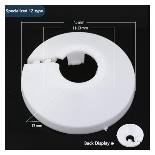 ZHGUIMING 2/4PC Schwarz/Weiß Wandkanal Wasserhahn Zubehör Heizkörper Rohrmanschetten Abdeckung Boden Dekorative Heizkörper Rosette Wasser Rohr Abdeckung(12mm White) von PSDFJAD