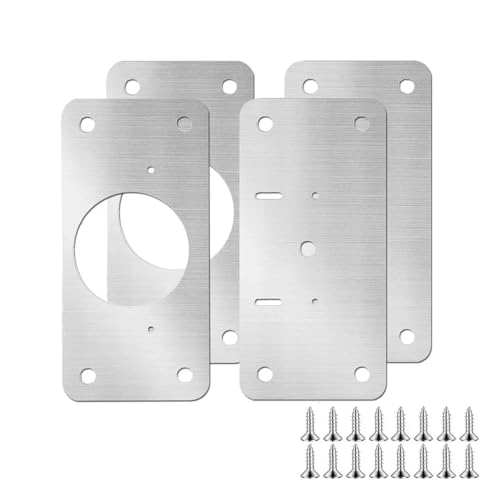 ZHGUIMING 20/2 STÜCKE Scharnier-Befestigungsplatten-Kit aus Edelstahl for Schranktürscharniere, Reparaturplattenhalterung mit Befestigungsschraube(2Pairs(4Pcs)) von PSDFJAD