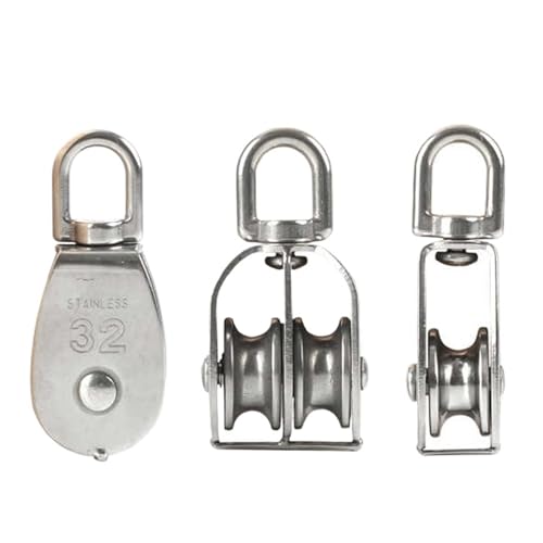 ZHGUIMING 304 Edelstahl-Riemenscheibe M15-M100 Radhebe-Einzel-/Doppel-Riemenscheibensatz Heberadwerkzeuge Drahtseil-Kettenscheibe(M75,1PCS_DOUBLE PULLEY) von PSDFJAD