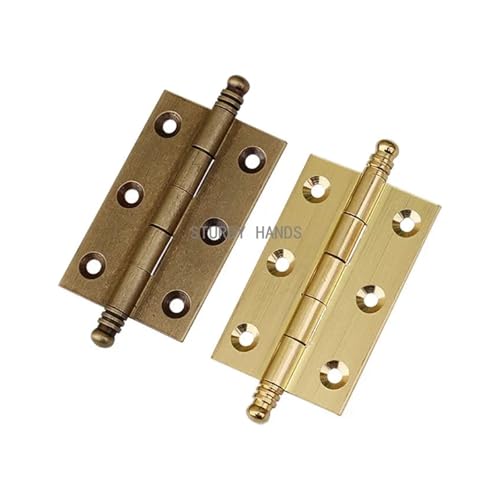 ZHGUIMING 4 Stück Antik-Messing-Türscharniere 2/2,5/3 Zoll Möbelschrank-Schubladentür-Stoßscharnier for Tür-Holzkisten-Möbelbeschläge(Gold 50mm) von PSDFJAD