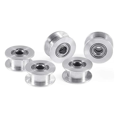 ZHGUIMING 5 Stücke Aluminium GT2 6mm Breite 16/20 Zähne 2GT Timing Umlenkrolle Pully Doppellager for 3D Drucker Bohrung 3mm/5mm(20T W6 B5 Without T) von PSDFJAD