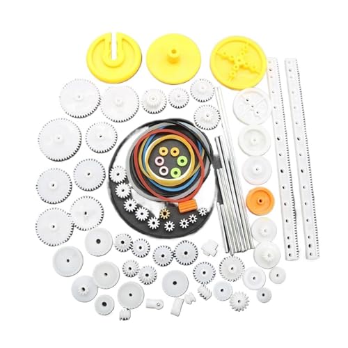 ZHGUIMING 82 Teile/Satz Kunststoff-Getriebepaket-Kit DIY-Getriebesortiment Zubehörset for Spielzeugauto-Robotermotor Verschiedene Zahnräder Achsriemenbuchsen von PSDFJAD