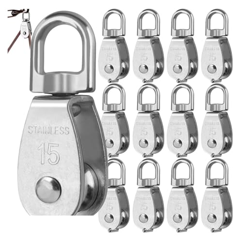 ZHGUIMING Edelstahl-Drahtseil-Kran-Flaschenblöcke, Hebe-Einzelflaschenzug, Außenkräne, Schwenkhaken, hängendes Draht-Abschlepprad(10PCS,M32) von PSDFJAD