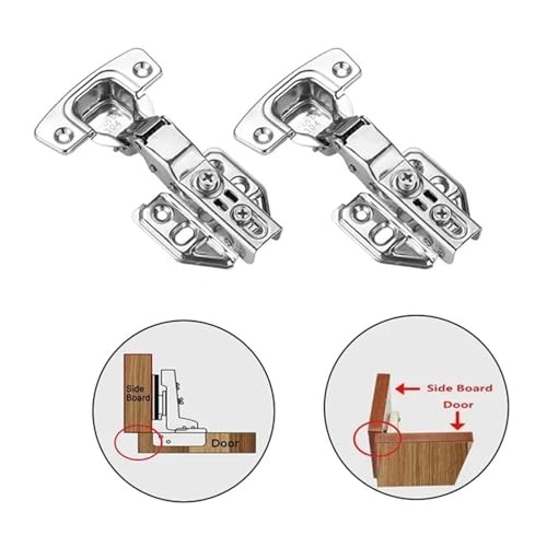 ZHGUIMING Möbelschrankscharniere, Stahltür-Hydraulikscharniere, Dämpferpuffer, Soft-Close for Küchenmöbel, Hardware-Tools(2PCS Half Overlay) von PSDFJAD