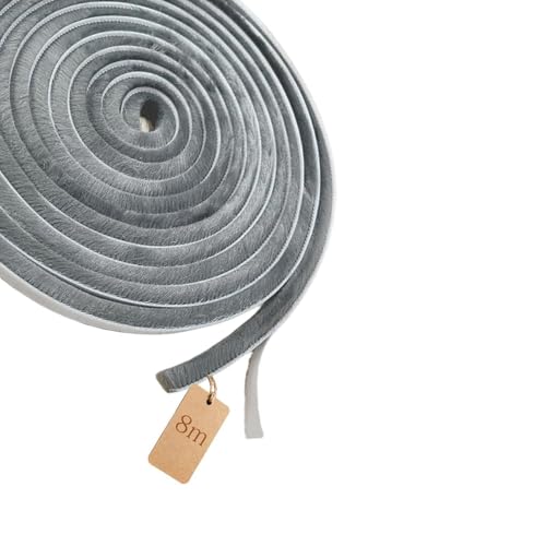 PSFLiang Bürstendichtung Selbstklebend, 8M(L) X 9mm(B) X 23mm(D), Türbodendichtung Insektenschutz, Dichtungsbürste für Tür, Fenster, Pinsel Wetterschutzband Dichtungsband Grau von PSFLiang