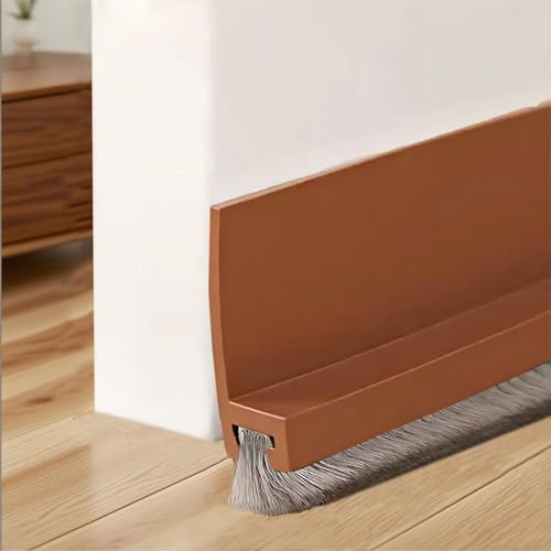 PSFLiang Zugluftstopper Türdichtung mit Selbstklebender Bürste 100 cm, Türbodendichtleiste, Selbstklebende Türdichtung,Türbürsten Abdeckstreifen Bürstendichtung für Türen, Braun von PSFLiang