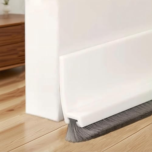 PSFLiang Zugluftstopper Türdichtung mit Selbstklebender Bürste 100 cm, Türbodendichtleiste, Selbstklebende Türdichtung,Türbürsten Abdeckstreifen Bürstendichtung für Türen, Weiß von PSFLiang