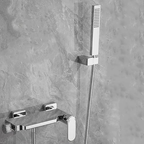 Badewannenarmatur Wasserfall mit Handbrause Messing Wasser Kalt und Heiß Badewannenarmatur Badarmatur-Chrom, PSFVHHQI, Chrom, von PSFVHHQI