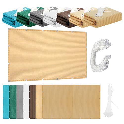 Atmungsaktiv Sonnensegel 100 x 450 cm Rechteckig Atmungsaktiv Sonnenschutz Windschutz Segeltuch Vielen Größen mit Spannseilen für Terrasse Garten, Creme Farben Atmungsaktiv Sonnensegel 100 x 450 cm Rechteckig Atmungsaktiv Sonnenschutz Windschutz Segeltuch Vielen Größen mit Spannseilen für Terrasse Garten, Creme Farben von PSHCEE