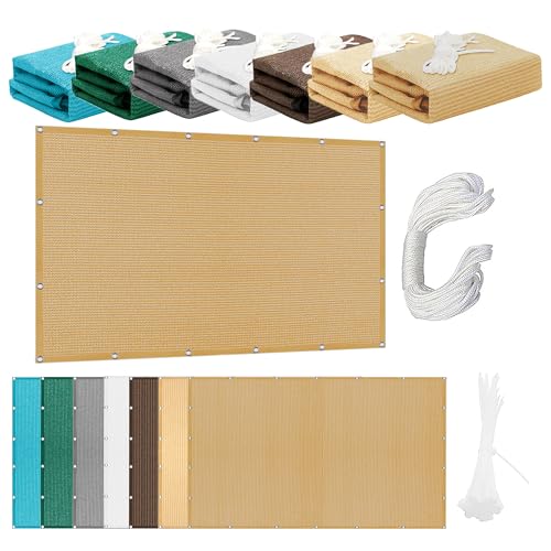 Atmungsaktiv Sonnensegel 185 x 500 cm Rechteckig Atmungsaktiv Sonnenschutz Windschutz Segeltuch Vielen Größen mit Spannseilen für Terrasse Garten, Sandgelb Atmungsaktiv Sonnensegel 185 x 500 cm Rechteckig Atmungsaktiv Sonnenschutz Windschutz Segeltuch Vielen Größen mit Spannseilen für Terrasse Garten, Sandgelb von PSHCEE