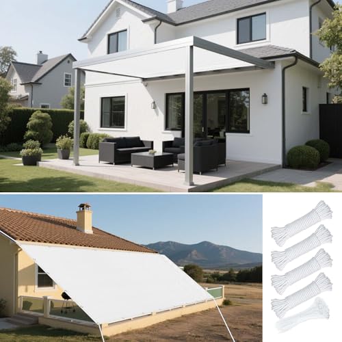 Sonnensegel Rechteckig mit Ösen 185 x 290 cm Rechteckig Atmungsaktiv 98% UV Schutz Atmungsaktiv inkl Befestigungsseile für Patio Balkon Terrasse Camping, Weiß Sonnensegel Rechteckig mit Ösen 185 x 290 cm Rechteckig Atmungsaktiv 98% UV Schutz Atmungsaktiv inkl Befestigungsseile für Patio Balkon Terrasse Camping, Weiß von PSHCEE