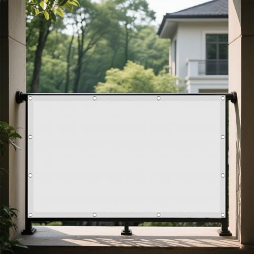 Sonnensegel Sonnenschutz Windschutz 112 x 212 cm Rechteckig Wasserdicht Sonnenschutz Windschutz Schattenspender Leinwand Vielen Größen mit Spannseilen für Garten Balkon, Weiß von PSHCEE