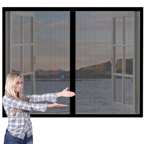 Insektenschutz für Fenster 94 x 153 cm Insektenschutz Moskitoschutz Fliegenvorhang Ohne Bohren Einfache Montage für Terrassentür Und Fenster, Schwarz von PSHYJUN