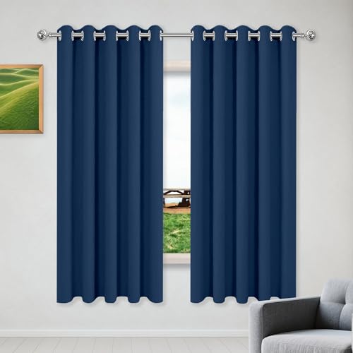 PSHYJUN Gardinen Blickdichte 116 x 120 cm Einfarbige/Winter Extra Warm/Modern Verdunkelungsgardinen mit Ösen mit Ösen, Waschbar für Schlafzimmer Kinderzimmer, Dunkelblau PSHYJUN Gardinen Blickdichte 116 x 120 cm Einfarbige/Winter Extra Warm/Modern Verdunkelungsgardinen mit Ösen mit Ösen, Waschbar für Schlafzimmer Kinderzimmer, Dunkelblau von PSHYJUN