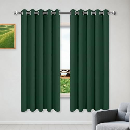 PSHYJUN Gardinen Blickdichte 134 x 240 cm Einfarbige/Winter Extra Warm/Modern Verdunkelungsgardinen mit Ösen mit Ösen, Waschbar für Schlafzimmer Kinderzimmer, Dunkelgrün PSHYJUN Gardinen Blickdichte 134 x 240 cm Einfarbige/Winter Extra Warm/Modern Verdunkelungsgardinen mit Ösen mit Ösen, Waschbar für Schlafzimmer Kinderzimmer, Dunkelgrün von PSHYJUN