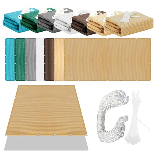 Sonnensegel Rechteckig 435 x 468 cm Rechteckig Atmungsaktiv 98% UV Schutz Segel Baldachin Segeltuch mit Ösen Seil HDPE UV Schutz Ohne Bohren für Garten Balkon, Sandgelb Sonnensegel Rechteckig 435 x 468 cm Rechteckig Atmungsaktiv 98% UV Schutz Segel Baldachin Segeltuch mit Ösen Seil HDPE UV Schutz Ohne Bohren für Garten Balkon, Sandgelb von PSHYJUN