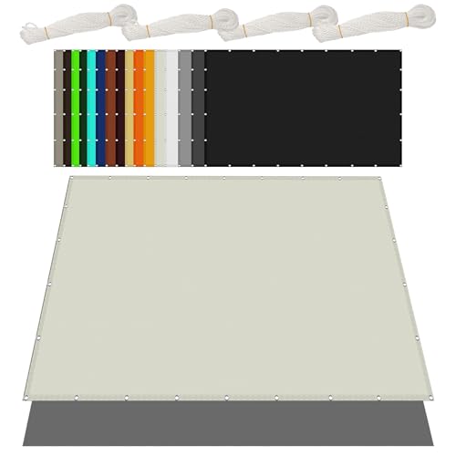 Sonnensegel Wasserdicht 9 x 10 m Rechteckig Wasserdicht 98% UV Schutz Markisenstoff Rechtwinklig mit Ösen Segeltuch 4 × 1.5 M Seile für Außenbereich Garten, Beige von PSHYJUN