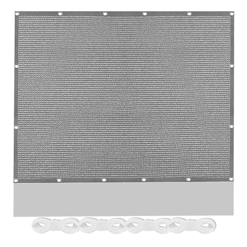 Sonnensegel mit Ösen Atmungsaktiv 380 x 440 cm Rechteckig Atmungsaktiv Sonnenschutz Windschutz Blickdicht Schattennetz inkl Befestigungsseile für Garten Camping, Hellgrau von PSHYJUN