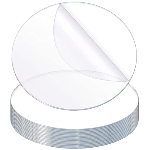PSIMET 16 Stücke Klare Acrylplatten, 10 cm Runde Acrylscheibe Transparente, 0,2cm dicke Klare Runde Acryl Rohlinge für DIY Bildrahmen Gemälde DIY Handwerk Scrapbooking Display von PSIMET