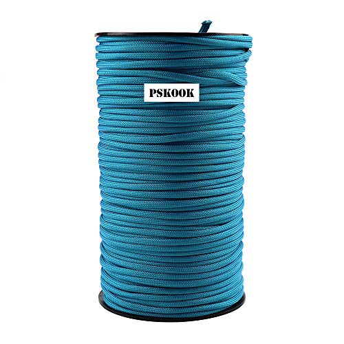 PSKOOK Paracord 550LB Multifunktion 9 Stränge Paracord Rolle in 100m, Bündel in 31m, Zelt Seil Ultimate Survival Parachute Cord Strapazierfähiges Lanyard (Hellblau, 31m) von PSKOOK