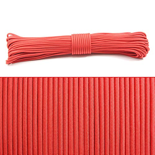 PSKOOK Paracord 550LB Multifunktion 9 Stränge Paracord Rolle in 100m, Bündel in 31m, Zelt Seil Ultimate Survival Parachute Cord Strapazierfähiges Lanyard (Rot, 31 m) von PSKOOK