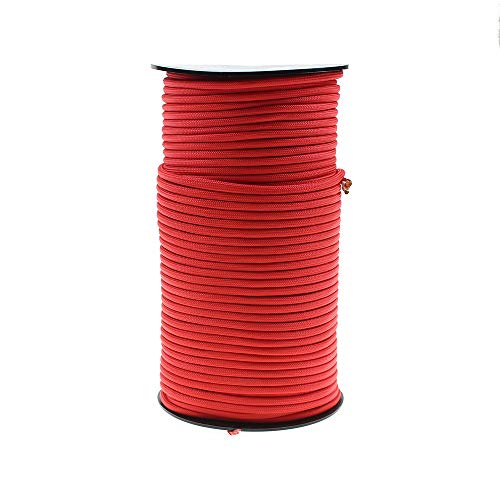 PSKOOK Paracord 550LB Multifunktion 9 Stränge Paracord Rolle in 100m, Bündel in 31m, Zelt Seil Ultimate Survival Parachute Cord Strapazierfähiges Lanyard (Rot, 31 m) von PSKOOK