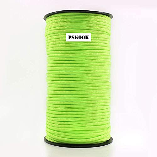 PSKOOK Paracord 550LB Multifunktion 9 Stränge Paracord Rolle in 100m, Bündel in 31m, Zelt Seil Ultimate Survival Parachute Cord Strapazierfähiges Lanyard - 31m (Neongrün) von PSKOOK