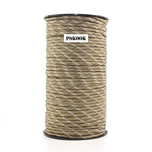 PSKOOK Paracord 550LB Multifunktion 9 Stränge Paracord Rolle in 100m, Bündel in 31m, Zelt Seil Ultimate Survival Parachute Cord Strapazierfähiges Lanyard - 31m (Wüstencamouflage) von PSKOOK