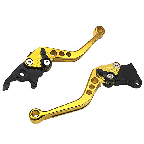 PSLER Kurzer verstellbarer Bremskupplungshebel für Yamaha FZ-09 MT-09/SR FZ1 FAZER FZ6 FZ6R FZ8 XJ6 DIVersion MT-07 XJ6 DIVersion XSR 700 ABS 900 (Kurze Art Gold Farbe) von PSLER
