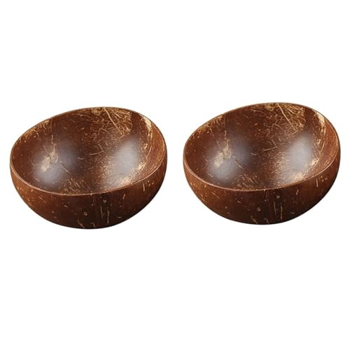 12-15cm Coconut Schüssel Set Holz Salat Ramen Löffel Coco Smoothie Küche Geschirr(2 bowl) von PSNKLMM