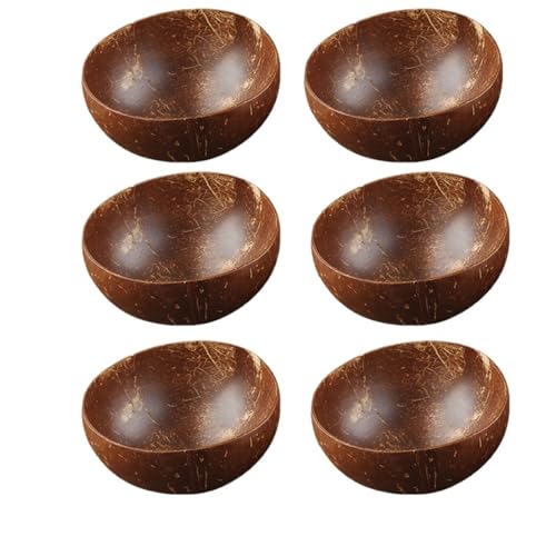 12-15cm Coconut Schüssel Set Holz Salat Ramen Löffel Coco Smoothie Küche Geschirr(6 bowl) von PSNKLMM