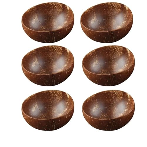 12-15cm Kokosnussschale Holzlöffel Set Holzsalat Ramen Coco Smoothie Küchengeschirr(6 bowl) von PSNKLMM