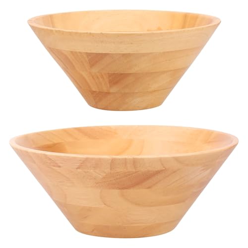 2 Stück Holz-Salatschüssel, Mehrzweck-Dessert, Obst, Snacks, mittelgroß, groß, for Brot, Instant-Nudeln, Pasta-Schüsseln von PSNKLMM