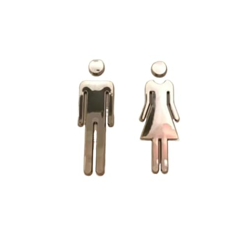 3D DIY Mann & Frau Toilettenaufkleber WC Türschild Aufkleber Toilettenschilder Toilette Waschraum Beschilderung Plakette Wandaufkleber Dekor Abnehmbar(Sliver) von PSNKLMM