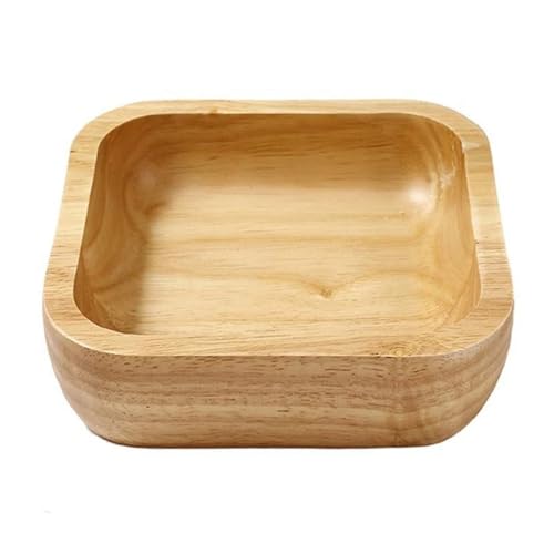 PSNKLMM 1 Stück quadratische Holzschüssel 4 Größe Obstsalat große kleine Holzplatte Snack Dessert Serviergeschirr Lebensmittelbehälter Geschirr(M 15cm) von PSNKLMM