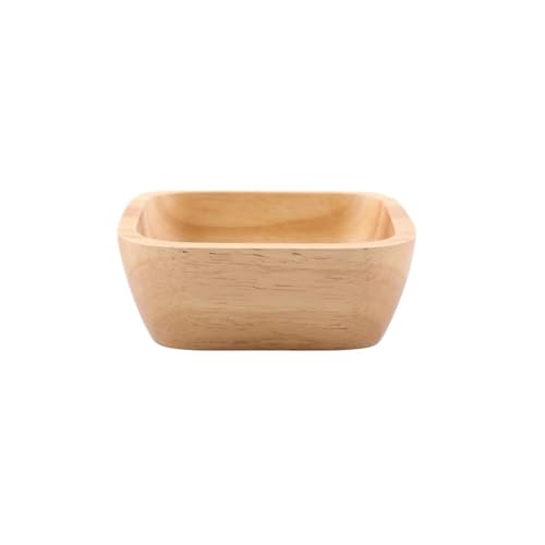PSNKLMM Massivholz Salatschüssel Quadratische Eiche Obst Dessertteller Geschirr(A 12.5x12.5x4.5cm) von PSNKLMM