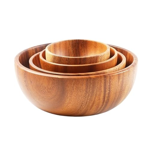 PSNKLMM Obstsalatschüssel aus Akazienholz, Reis, Einzelgeschirr, Küchenutensilien, Suppenschüsseln Holz(4-piece Bowls) von PSNKLMM
