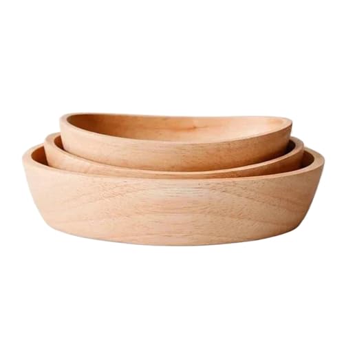 PSNKLMM Servierschüssel in Bootsform for Obst oder Salat, massives ovales Holz(1 SET) von PSNKLMM