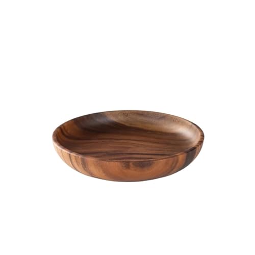 PSNKLMM Solid Wood Round Fruit Dish Household Dim Sum Salad Fall Proof Wooden Bowl Whole Thickened von PSNKLMM