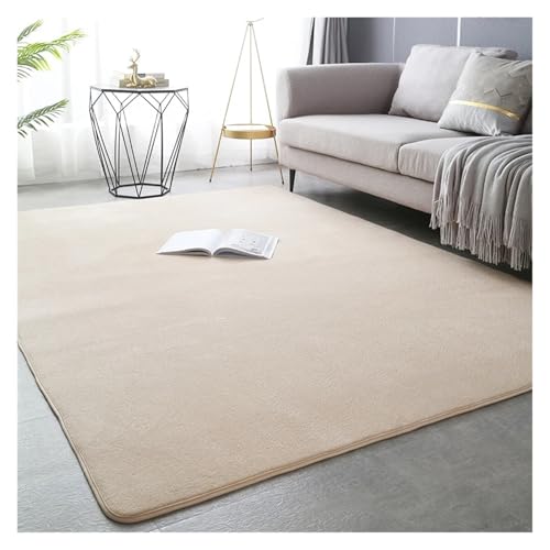PSNKLMM Verdicken Teppich Wohnzimmer Korallen Fleece Große Fläche Schlafzimmer Teppich Weiche Kinder Spielen Boden Matte Mädchen Fenster Nacht Yoga Matte(Light Camel,80x200cm(31x78 in)) von PSNKLMM