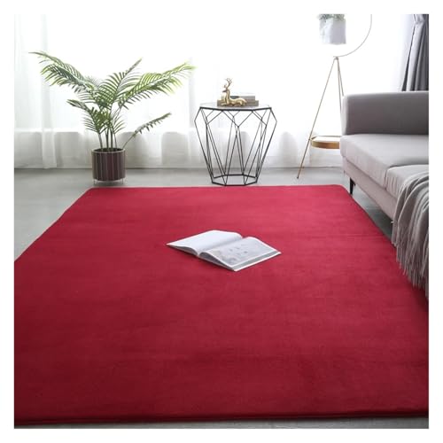 PSNKLMM Verdicken Teppich Wohnzimmer Korallen Fleece Große Fläche Schlafzimmer Teppich Weiche Kinder Spielen Boden Matte Mädchen Fenster Nacht Yoga Matte(Wine red,180x200cm(70x78 in)) von PSNKLMM