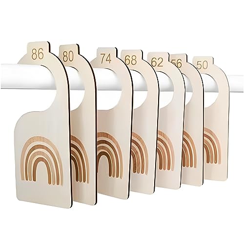 PSOWQ Baby Größentrenner aus Holz, 7Pcs Baby Größenreiter Grössentrenner, Baby Kleiderschrank Teiler, Baby Garderobe Trennwände, Babykleidung Schrankteiler für Neugeborenen Kleinkinderkleidung von PSOWQ