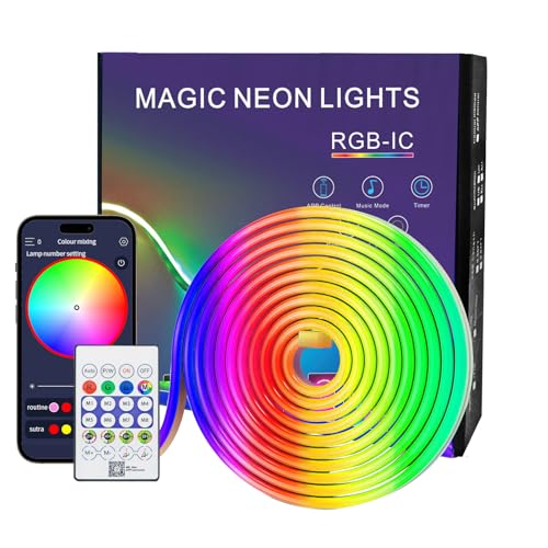 2M Neon LED Strip, Wasserdicht IP67 USB Silikon LED Streifen, Flexible Mit APP Und Fernbedienung, 5V RGB LED Band Musiksynchronisierung, Für Haus, Zimmer, Garten, Party von PSTAR