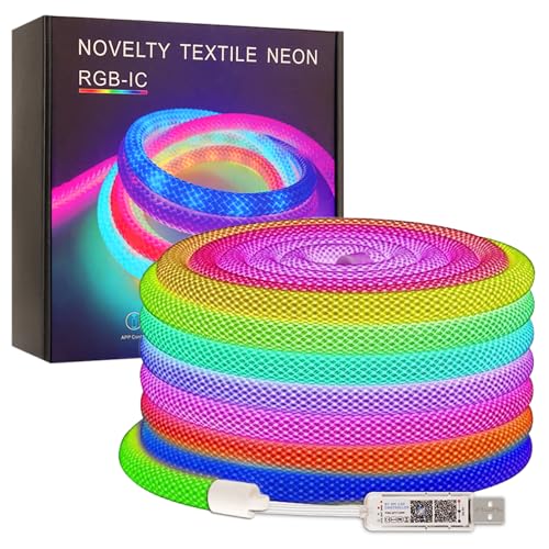 360 Grad Neon LED Strip 4M, 50Leds/m, IP65 Wasserdicht Nylon Flexible Traum bunte Seil Licht, für Heimdekoration(Der USB-Anschluss ist nicht wasserdicht) von PSTAR