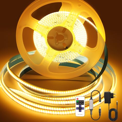 PSTAR COB LED Strip 3 m Warmweiß 2700K, 24VDimmbar TV LED Hintergrundbeleuchtung Flexible LED Band mit RF Fernbedienung für Displays unter Küchenschränken Treppe Schlafzimmer 320 LEDs/M PSTAR COB LED Strip 3 m Warmweiß 2700K, 24VDimmbar TV LED Hintergrundbeleuchtung Flexible LED Band mit RF Fernbedienung für Displays unter Küchenschränken Treppe Schlafzimmer 320 LEDs/M von PSTAR